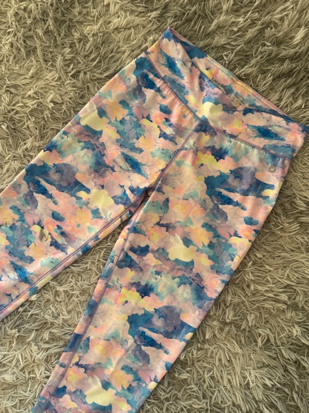 Joe Fresh Pastel Cloud Print Leggings - Pink Blue Yellow